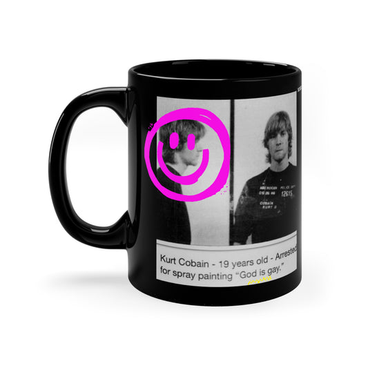 Kurt Cobain Mugshot - 11oz Black Mug